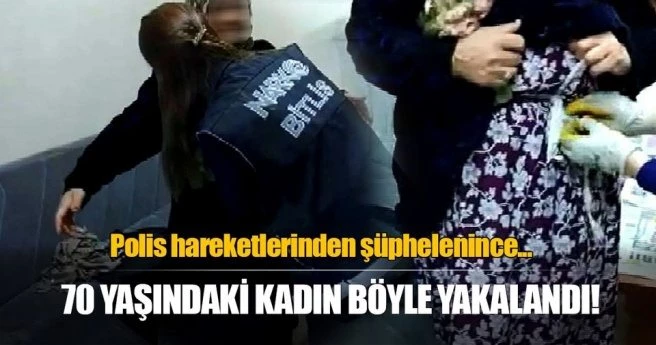 70 yaşındaki kadının beline sarılı 3 kilo eroin ele geçirildi