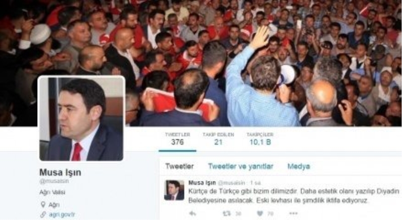 Ağrı Valisi Musa Işın da Kürtçe tabelaya sahip çıktı