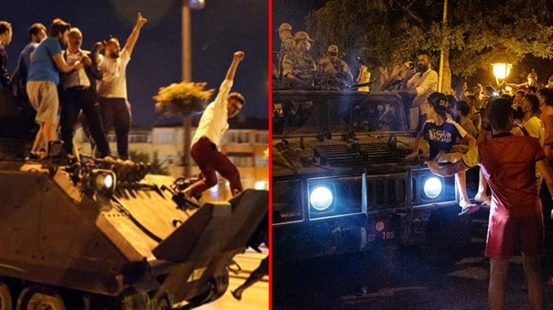 Darbe girişimi sonrası sokağa dökülen Tunuslular, 15 Temmuz`a ait görüntülerle birlik çağrısı yapıyor