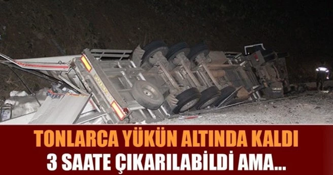 Devrilen TIR`ın altında can verdi