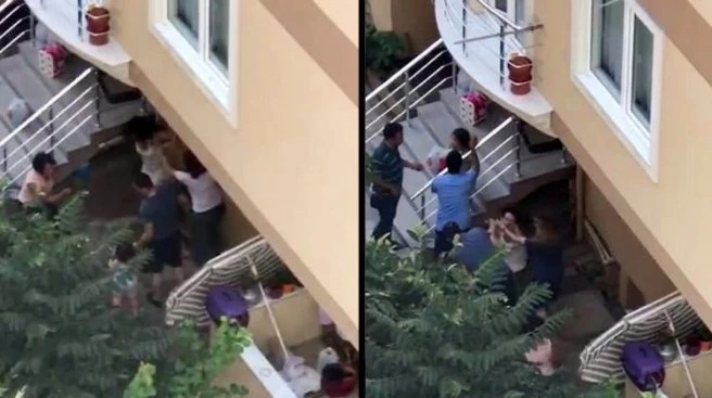Genç kıza, karı koca dayağı! Dehşet görüntüler