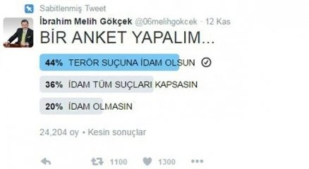 Gökçek?in idam anketinden ?evet? çıktı