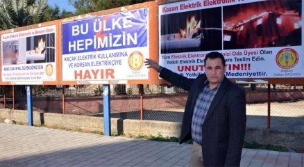 Kaçak elektriğe afişli uyarı