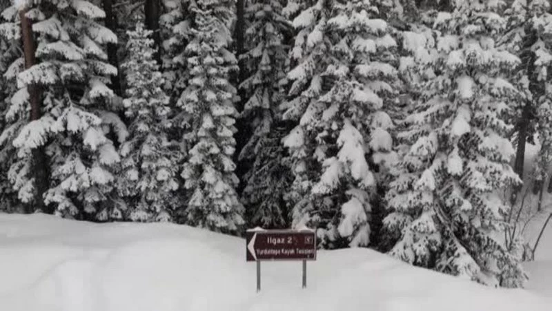 KASTAMONU - Ilgaz Dağı ve Yaralıgöz Geçidi`nde yoğun kar yağışı ulaşımı olumsuz etkiliyor