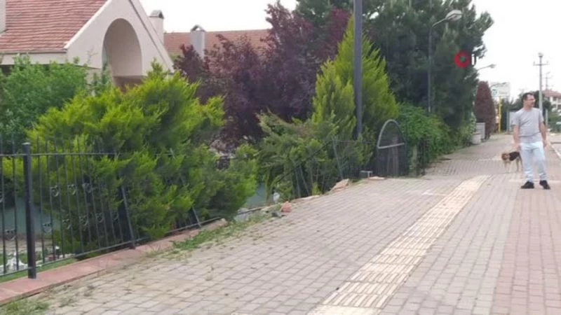 Kontrolden çıkan araç villanın bahçesine böyle uçtu