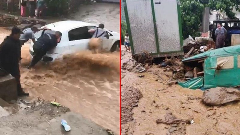 Ödemiş`te sağanak hayatı felç etti! Dere ve çaylar taştı, araçlar sürüklendi