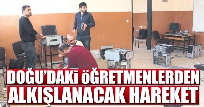 Öğretmenler okulların eski bilgisayarlarını tamir ediyor