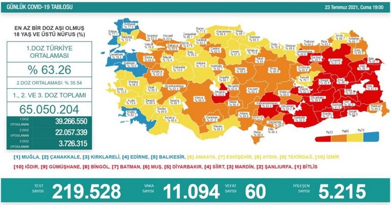 Son 24 saatte korona virüsten 60 kişi hayatını kaybetti