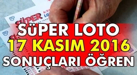 Süper Loto 17 Kasım 2016 Perşembe çekiliş sonuçları açıklandı tıkla öğren (Süper Loto sonuç)