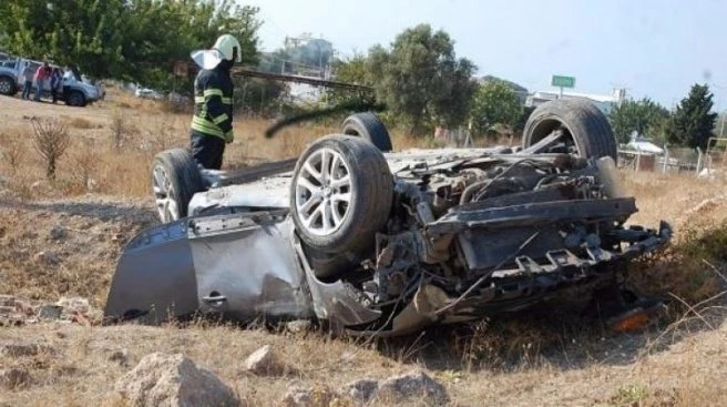 Takla atan otomobilde 6 kişi yaralandı