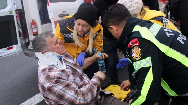 Takla atan otomobilin yaralı sürücüsü eşi için yardım istedi